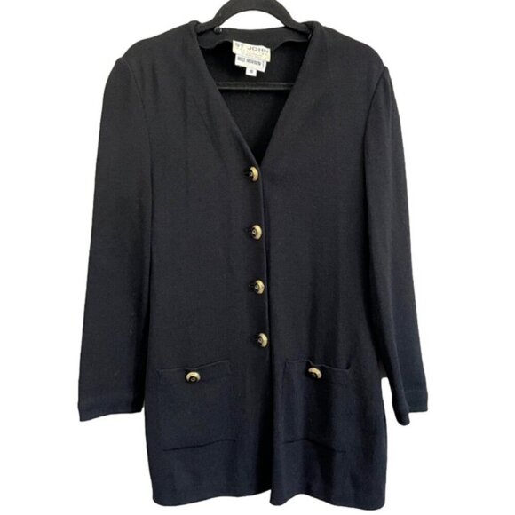 Vintage St John Black Santana Wool Knit Long Cardigan - 10/Medium 🇺🇸 - Picture 12 of 13